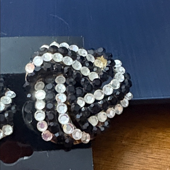 VINTAGE BELLINI DESIGNER  BLACK  & CLEAR SCROLL CRYSTAL HAND MADE NEW - Picture 11 of 11